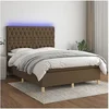 Image de Boxspring met matras en LED stof donkerbruin 140x190 cm3135672