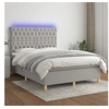 Image de Boxspring met matras en LED stof lichtgrijs 140x200 cm3135677