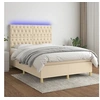 Image de Boxspring met matras en LED stof cràmekleurig 140x200 cm3135682