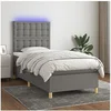 Image de Boxspring met matras en LED stof donkergrijs 80x200 cm3135710