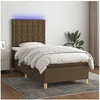 Image de Boxspring met matras en LED stof donkerbruin 80x200 cm3135712