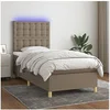 Image de Boxspring met matras en LED stof taupe 90x190 cm3135721