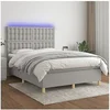 Image de Boxspring met matras en LED stof lichtgrijs 140x190 cm3135749
