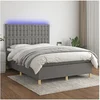 Image de Boxspring met matras en LED stof donkergrijs 140x200 cm3135758