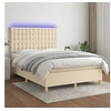 Image de Boxspring met matras en LED stof cràmekleurig 140x200 cm3135762