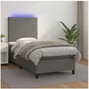 Image de Boxspring met matras en LED kunstleer grijs 100x200 cm3135811