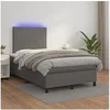Image de Boxspring met matras en LED kunstleer grijs 120x200 cm3135817