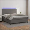 Image de Boxspring met matras en LED kunstleer grijs 160x200 cm3135835