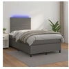 Image de Boxspring met matras en LED kunstleer grijs 120x200 cm3135877
