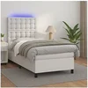 Image de Boxspring met matras en LED kunstleer wit 90x200 cm3135922