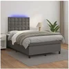 Image de Boxspring met matras en LED kunstleer grijs 120x200 cm3135937