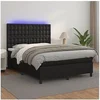 Image de Boxspring met matras en LED kunstleer zwart 140x190 cm3135939