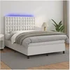 Image de Boxspring met matras en LED kunstleer wit 140x200 cm3135946