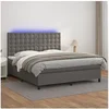 Image de Boxspring met matras en LED kunstleer grijs 160x200 cm3135955