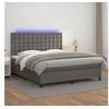 Image de Boxspring met matras en LED kunstleer grijs 180x200 cm3135961