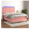 Image de Boxspring met matras en LED fluweel roze 140x200 cm3136010