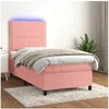 Image de Boxspring met matras en LED fluweel roze 90x200 cm3136046