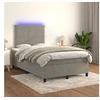 Image de Boxspring met matras en LED fluweel lichtgrijs 120x200 cm3136053