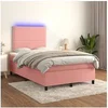 Image de Boxspring met matras en LED fluweel roze 120x200 cm3136058