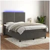 Image de Boxspring met matras en LED fluweel donkergrijs 140x190 cm3136060