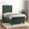 Image de Boxspring met matras en LED fluweel donkergroen 90x200 cm3136104