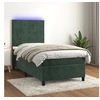 Image de Boxspring met matras en LED fluweel donkergroen 100x200 cm3136110