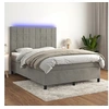 Image de Boxspring met matras en LED fluweel lichtgrijs 140x200 cm3136125