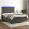 Image de Boxspring met matras en LED fluweel donkergrijs 140x200 cm3136126