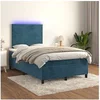Image de Boxspring met matras en LED fluweel donkerblauw 120x200 cm3136177