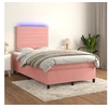 Image de Boxspring met matras en LED fluweel roze 120x200 cm3136178