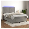 Image de Boxspring met matras en LED fluweel lichtgrijs 140x190 cm3136179