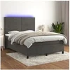 Image de Boxspring met matras en LED fluweel donkergrijs 140x190 cm3136180
