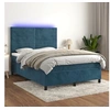 Image de Boxspring met matras en LED fluweel donkerblauw 140x190 cm3136183