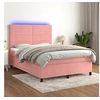 Image de Boxspring met matras en LED fluweel roze 140x200 cm3136190