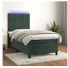 Image de Boxspring met matras en LED fluweel donkergroen 90x200 cm3136224