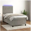 Image de Boxspring met matras en LED fluweel lichtgrijs 100x200 cm3136227