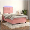 Image de Boxspring met matras en LED fluweel roze 120x200 cm3136238