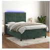 Image de Boxspring met matras en LED fluweel donkergroen 140x190 cm3136242