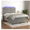 Image de Boxspring met matras en LED fluweel lichtgrijs 140x200 cm3136245