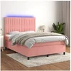 Image de Boxspring met matras en LED fluweel roze 140x200 cm3136250