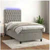 Image de Boxspring met matras en LED fluweel lichtgrijs 80x200 cm3136269