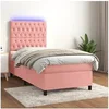 Image de Boxspring met matras en LED fluweel roze 100x200 cm3136292