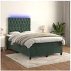 Image de Boxspring met matras en LED fluweel donkergroen 120x200 cm3136296