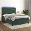 Image de Boxspring met matras en LED fluweel donkergroen 140x190 cm3136302