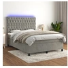 Image de Boxspring met matras en LED fluweel lichtgrijs 140x200 cm3136305