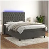 Image de Boxspring met matras en LED fluweel donkergrijs 140x200 cm3136306