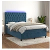 Image de Boxspring met matras en LED fluweel donkerblauw 140x200 cm3136309