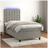 Image de Boxspring met matras en LED fluweel lichtgrijs 90x200 cm3136341