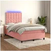 Image de Boxspring met matras en LED fluweel roze 120x200 cm3136358