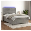 Image de Boxspring met matras en LED fluweel lichtgrijs 140x190 cm3136359